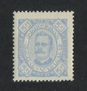 1893 - Afinsa nº 30a. D. Carlos I. Selo de 50 reis novo COM CHARNEIRA (*) e goma original. Denteado 13 1/2, papel pontinhado. Em boas condições.