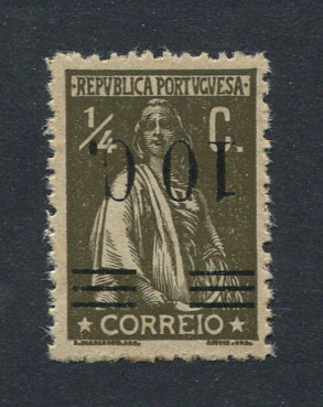1928 - Afinsa nº 453i. Selo de 10c/ 1/4c novo SEM CHARNEIRA (**) e com goma original. SOBRECARGA INVERTIDA. Em boas condições.
