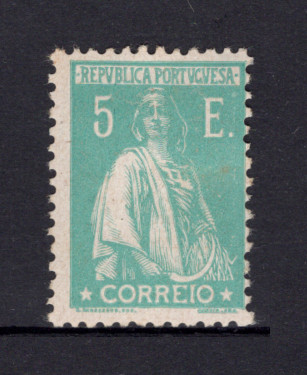 1924 - Afinsa nº 296. Ceres. Selo de 5$00 novo COM CHARNEIRA (*) e goma original. VERDE ESMERALDA. Em boas condições.