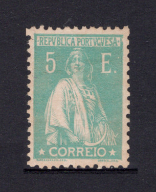 1924 - Afinsa nº 296. Ceres. Selo de 5$00 novo SEM GOMA. VERDE ESMERALDA. Em boas condições.