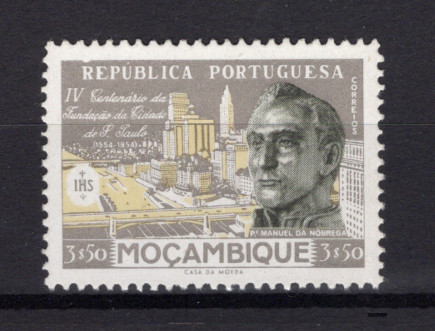 1954 - Afinsa nº 411. 4º Centenário da Cidade de S. Paulo. Selo de 3$50 novo SEM CHARNEIRA (* *) e com goma original. Em boas condições.