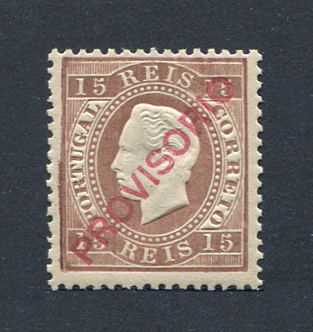 1892 - Afinsa nº 84D. D. Luis I com sobrecarga PROVISÓRIO. Selo de 15 reis NOVO SEM CHARNEIRA (**) e com goma original. Papel liso, denteado 12 1/2. Em boas condições.