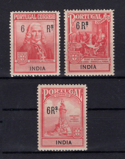 1925 - Imposto Postal nº 3/5. Marquês de Pombal. Série completa nova, COM CHARNEIRA (*) e goma original. (a goma nestes selos é sempre um pouco amarela e irregular mas é normal, foram emitidos assim mesmo). Em boas condições.