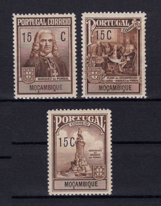 1925 - Imposto Postal nº 5/7. Marquês de Pombal. Série completa nova, SEM GOMA. Em boas condições.