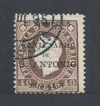 1895 - Afinsa nº 18. D. Luis com sobrecarga "CENTENARIO DE S. ANTONIO". Selo de 40 reis usado. Em boas condições.
