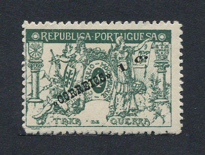 1918 - Afinsa nº 201. Taxa de Guerra. Selo de 1c/1c novo, SEM GOMA. Sobrecarga com 27mm. Em boas condições.