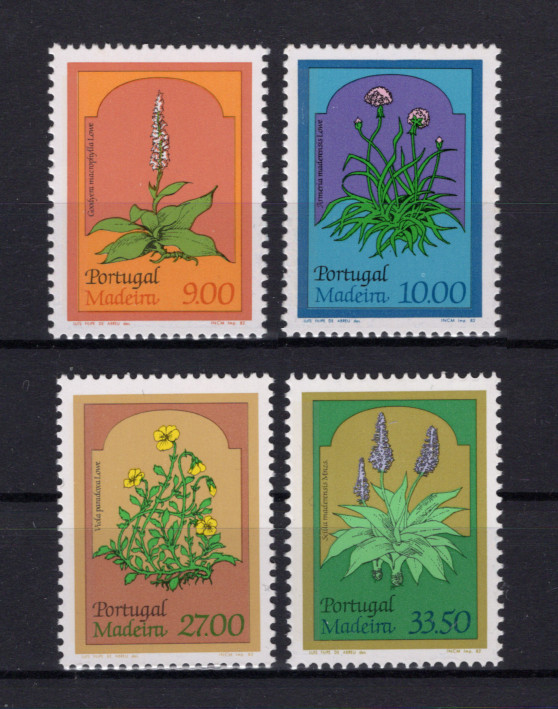 1982 - Afinsa nº 1582/1585. Flores Regionais da Madeira (2º grupo). Série nova sem charneira (**). Goma Original. Em boas condições.