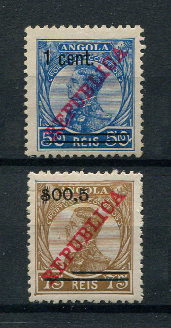 1921 - Afinsa nº 196/197. D. Manuel II com sobretaxa e sobrecarga REPUBLICA. Série completa nova, COM CHARNEIRA (*) e goma original. Em boas condições. (LER DESCRIÇÃO/READ)