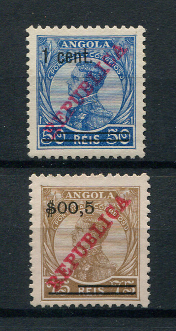 1921 - Afinsa nº 196/197. D. Manuel II com sobretaxa e sobrecarga REPUBLICA. Série completa nova, SEM GOMA. Em boas condições.