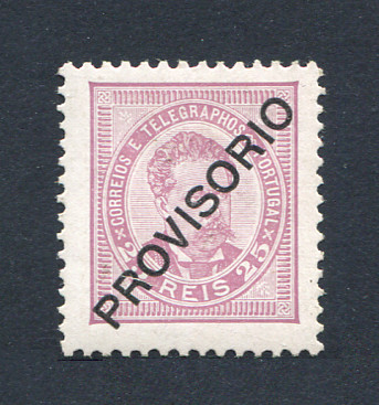 1892 - Afinsa nº 86. D. Luis I com sobrecarga PROVISÓRIO. Selo de 25 reis NOVO, SEM GOMA. Denteado 11 1/2. Em boas condições.