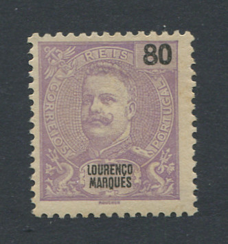 1898 - Afinsa nº 40. D. Carlos. Selo de 80 reis novo sem goma. Em boas condições.