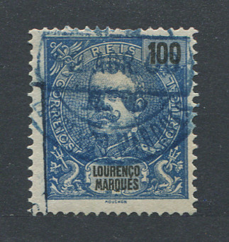 1898 - Afinsa nº 41A. D. Carlos. Selo de 100 reis usado. Denteado 13 1/2. Em boas condições.