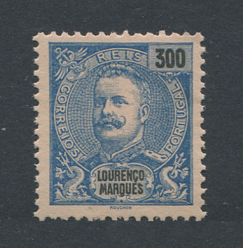 1898 - Afinsa nº 44. D. Carlos. Selo de 300 reis novo sem goma. Em boas condições.