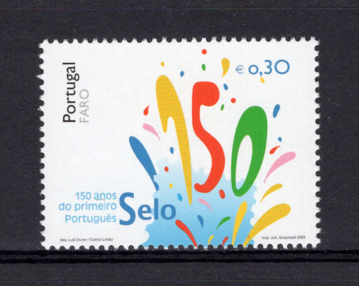 2003 - Afinsa nº 3006. 150 Anos Do Primeiro Selos Português - Faro. Série completa nova sem charneira. Goma Original. Em boas condições.
