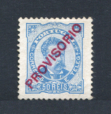 1892 - Afinsa nº 87. D. Luis I com sobrecarga PROVISÓRIO. Selo de 50 reis NOVO, SEM GOMA. Em boas condições.