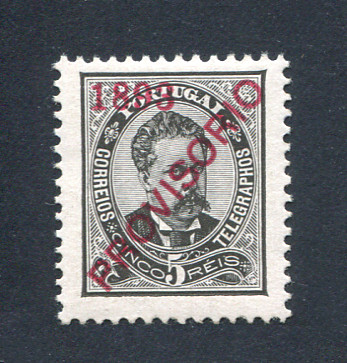 1892 - Afinsa nº 89. D. Luis I com sobrecarga PROVISÓRIO. Selo de 5 reis NOVO SEM CHARNEIRA (**) e com goma original. Em boas condições.