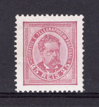 1884 - Afinsa nº 63. D. Luis I. Selo de 25 reis NOVO, COM CHARNEIRA (*) e goma original. Em boas condições.