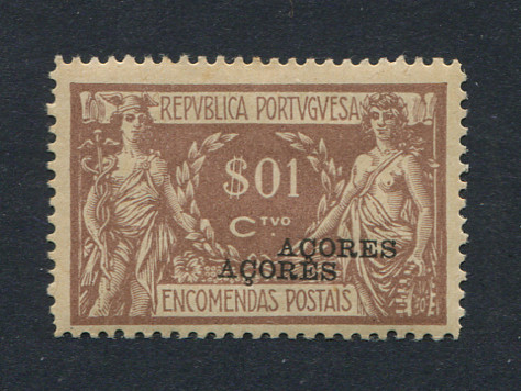 1921 - Encomendas Postais nº 1. Selo de $01 novo, COM CHARNEIRA (*) e goma original. SOBRECARGA DUPLA. Em boas condições.