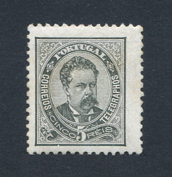 1884 - Afinsa nº 60A. D. Luis I. Selo de 5 reis NOVO, SEM GOMA. Papel porcelana, denteado 11 1/2. Em boas condições.