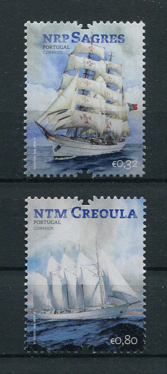 2012 - Afinsa nº 4232/4233. Navios Sagres e Creoula. Série nova sem charneira. Goma Original. Em boas condições.