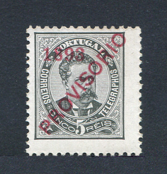 1892 - Afinsa nº 89. D. Luis I com sobrecarga PROVISÓRIO. Selo de 5 reis NOVO, SEM GOMA. Em boas condições.