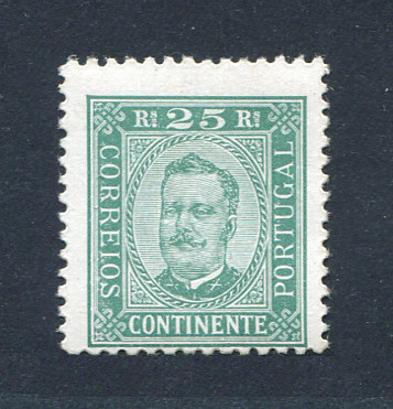1892 - Afinsa nº 70. D. Carlos I. Selo de 25 reis NOVO SEM CHARNEIRA (**) e com goma original. Papel porcelana, denteado 11 1/2. Em boas condições.