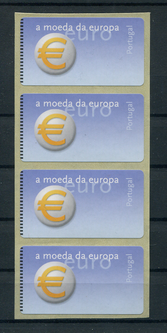 2002 - #23 - Simbolo do Euro. AMIEL. ERRO, OMISSÃO DE TAXA. EM TIRA DE 4. Nova. Autoadesiva. Em boas condições.