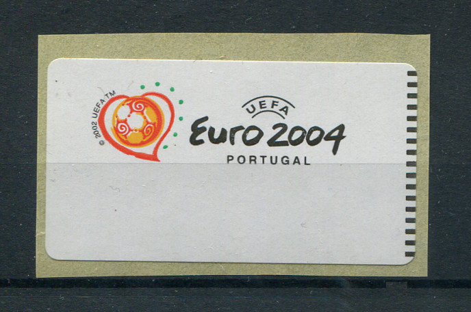 2003 - #25 - Euro 2004. AMIEL. ERRO, OMISSÃO DE TAXA. Nova. Autoadesiva. Em boas condições.