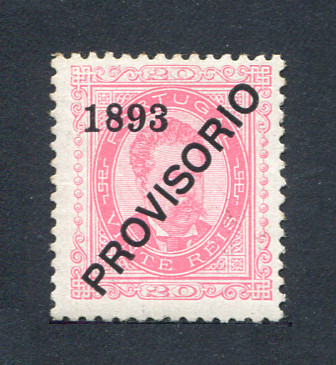 1892 - Afinsa nº 91. D. Luis I com sobrecarga PROVISÓRIO. Selo de 20 reis NOVO, COM CHARNEIRA (*) e goma original. Em boas condições.