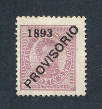 1892 - Afinsa nº 92. D. Luis I com sobrecarga PROVISÓRIO. Selo de 25 reis NOVO, SEM GOMA. Em boas condições.