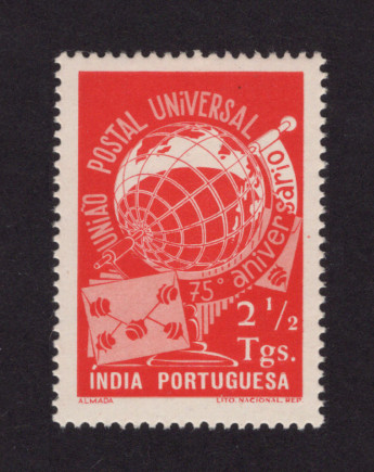 1949 - Afinsa nº 398. UPU. Selo de 2 1/2T novo SEM CHARNEIRA (**) e com goma original. Em boas condições.