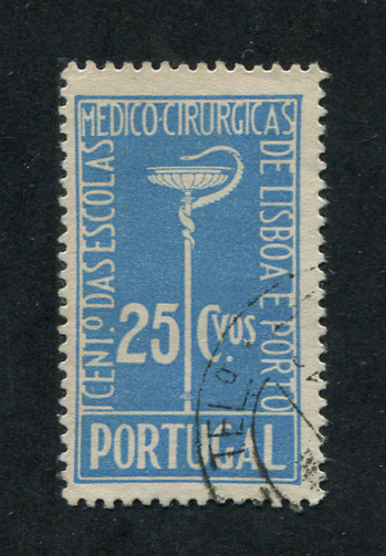 1937 - Afinsa nº 576. Centenário da Fundação das Escolas Médico-Cirúrgicas. Selo de 25c USADO. Em boas condições.