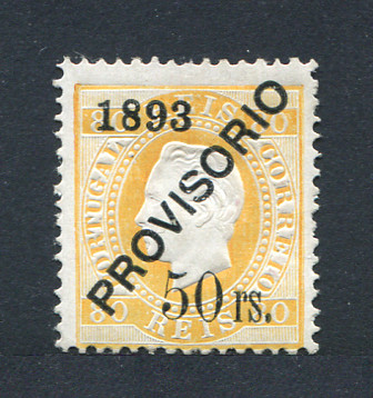 1892 - Afinsa nº 96. D. Luis I com sobrecarga PROVISÓRIO. Selo de 50r/80r NOVO, COM CHARNEIRA (*) e goma original. Em boas condições.
