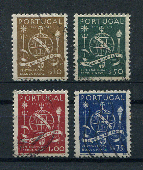 1945 - Afinsa nº 660/663. Centenário da Escola Naval. Série completa USADA. Em boas condições.