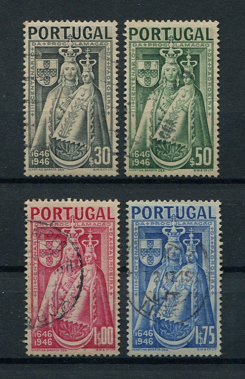1946 - Afinsa nº 673/676. 3º Centenário da Proclamação da Padroeira de Portugal. Série completa USADA. Em boas condições.