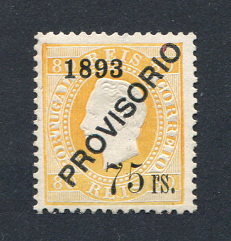 1892 - Afinsa nº 97. D. Luis I com sobrecarga PROVISÓRIO. Selo de 75r/80r NOVO, SEM GOMA. Em boas condições.