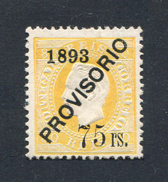 1892 - Afinsa nº 97. D. Luis I com sobrecarga PROVISÓRIO. Selo de 75r/80r NOVO, SEM GOMA. Em boas condições.