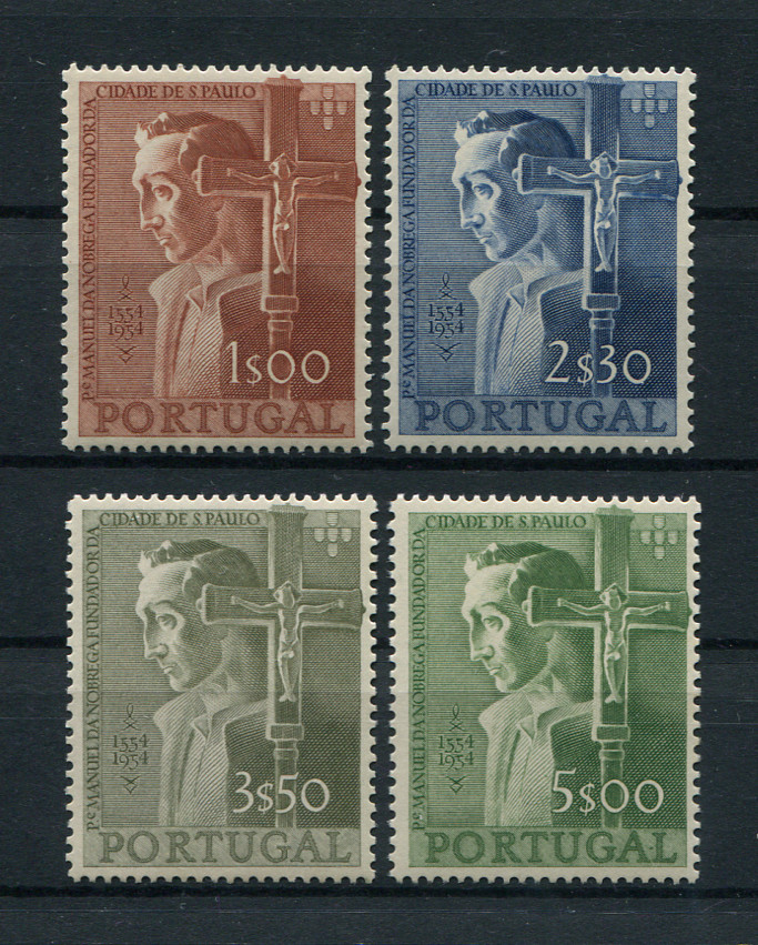 1954 - Afinsa nº 802/805. 4º Centenário da Cidade de S. Paulo. Série completa nova, SEM GOMA. Em boas condições.