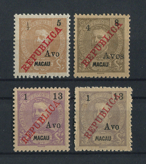 1913 - Afinsa nº 198/201. D. Carlos I com sobretaxa. Série completa nova, SEM GOMA como emitidos. Em boas condições.
