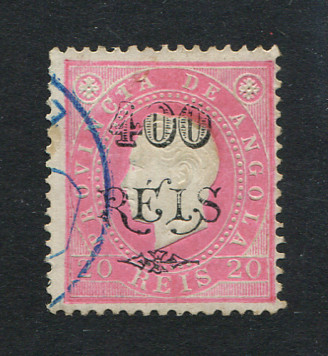 1902 - Afinsa nº 60a. D. Luis I com sobretaxa. Selo de 400r/20r usado. Denteado 12 1/2, Tipo II. Em boas condições.