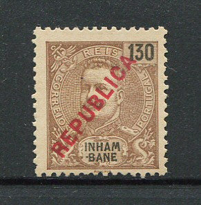 1917 - Afinsa nº 97. D. Carlos I com sobrecarga local REPUBLICA. Selo de 130 reis novo, sem goma como usual. Em boas condições.