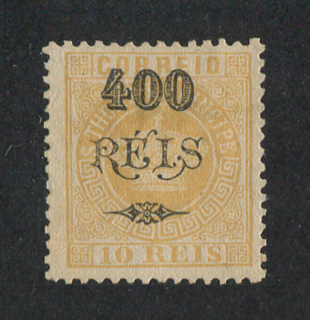 1902 - Afinsa nº 60. Tipo Coroa com sobrecarga. Selo de 400r/10r novo sem goma. Em boas condições.