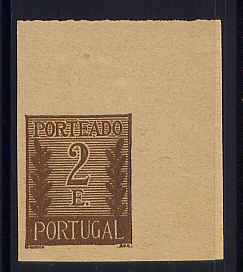Porteado - 1940 - nº 63. Prova não denteada do selo de 2$00. Sem goma. Em boas condições.