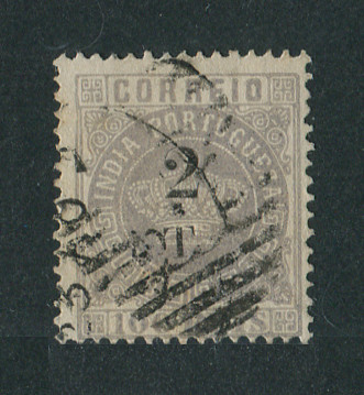 1881- Afinsa nº 100. Coroa com sobretaxa. Selo de 2T/100r usado. Em boas condições.