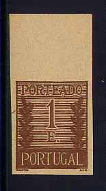 Porteado - 1940 - nº 62. Prova não denteada do selo de 1$00. Sem goma. Em boas condições.