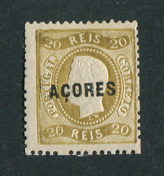 1868 - Afinsa nº 9. D. Luis I. Fita curva denteado. Selo de 20 reis NOVO, COM CHARNEIRA (*) e goma original. Tem o denteado ligeiramente irregular.