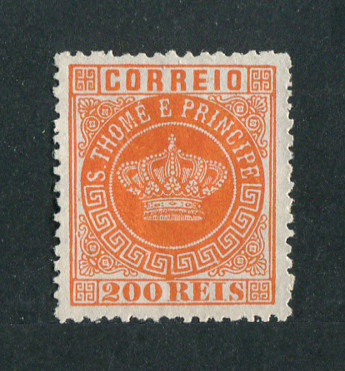 1870 - Afinsa nº 8. Tipo Coroa. Selo de 200 reis novo, SEM GOMA. Em boas condições.