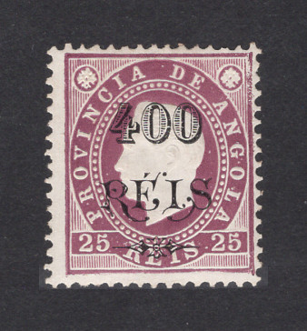 1902 - Afinsa nº 61b. D. Luis I com sobretaxa. Selo de 400r/25r novo COM CHARNEIRA (*) e goma original. LILÁS. Denteado 12 1/2, Tipo II. Em boas condições.