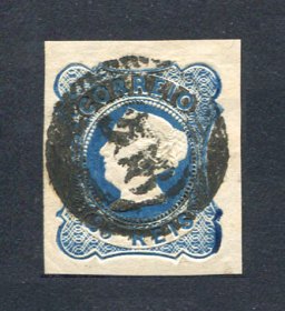 1853 - Afinsa nº 2. D. Maria II. Selo de 25 reis, usado. Boas margens. Em boas condições. EXEMPLAR NORMAL.