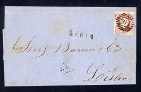 1867 - Carta de Serpa para Lisboa. Com selo de D. Luis I, 25 reis. Afinsa nº 16.